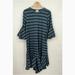 Lularoe Dresses | Lularoe Maurine Striped Ruffle Asymmetrical Hem Midi Dress Sz Large | Color: Blue/Gray | Size: L