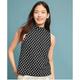 Anthropologie Tops | Anthropologie Mock Neck Jacquard Shell | Color: Black/White | Size: Xs