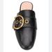 Coach Shoes | Coach Sullivan ‘C’ Buckle Leather Flat Mule | Color: Black/Gold | Size: 8.5