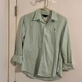 Ralph Lauren Tops | Euc Ralph Lauren Slim Fit Oxford Shirt | Color: Green/White | Size: 12