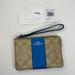 Coach Bags | Coach Signature Pvc Leather Corner Zipper Wristlet Wallet, Blue Brown Tan, Nwt | Color: Blue/Tan | Size: Os