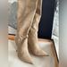 Louis Vuitton Shoes | Louis Vuitton Knee High Heel Boots. Heels Have The Lv Logo Stamped On Them | Color: Tan | Size: 40