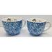 Lilly Pulitzer Kitchen | Lilly Pulitzer Ceramic Mug Cup Set Of 2 Blue Floral Gold Trim 3.5" Tall | Color: Blue/White | Size: 3.5" Tall