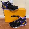 Nike Shoes | Nike Lebron Witness 7 Basketball Shoes Sneakers Black Purple Mens 10.5 Womens 12 | Color: Black/Purple | Size: 10.5