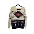American Eagle Outfitters Sweaters | American Eagle Outfitters Prescott Aztec Pullover Sweater Wool Blend Womens Xs | Color: Blue/Cream | Size: Xs