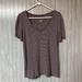 American Eagle Outfitters Tops | American Eagle Soft & Sexy Burgundy Striped V Neck Slouchy Tee | Color: Red/White | Size: S