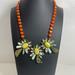 Anthropologie Jewelry | Anthropology Statement Necklace Orange And Green Rhinestones | Color: Green/Orange | Size: Os