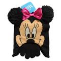 Disney Accessories | Disney Minnie Mouse Pom Pom Ears Pink Bow Hat & Gloves 2 Pc Set Black/Pink Nwt | Color: Black/Pink | Size: Osg