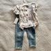 Jessica Simpson Matching Sets | Jessica Simpson Baby Girl Top & Jeans Set Nwt 12 Months | Color: Cream/White | Size: 12-18mb