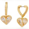 Kate Spade Jewelry | Kate Spade Gold-Tone Cubic Zirconia Heart Charm Huggie Hoop Earrings. Nib. | Color: Gold/White | Size: Os