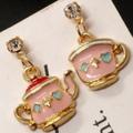 Disney Jewelry | Alice In Wonderland Tea Pot And Cup Earrings | Color: Pink/Silver | Size: Os