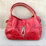 Dooney & Bourke Bags | Dooney & Bourke Red Purse Handbag Satchel Bag Vintage Leather Silver Hobo Croc | Color: Red/Silver | Size: Os