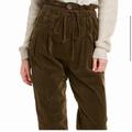 Free People Pants & Jumpsuits | Free People Margate Pleated Paper Bag Waist Corduroy Trousers | Color: Brown/Green | Size: Xs