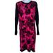 Michael Kors Dresses | Michael Kors Medium Bold Floral Print Shift Long Sleeve Dress Black Pink Red | Color: Black/Pink | Size: M