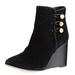 Kate Spade Shoes | Kate Spade Geraldine Black Suede Wedge Booties Us 7.5m | Color: Black/Gold | Size: 7.5