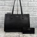 Kate Spade Bags | Kate Spade Madison Saffiano East West Leather Laptop Tote & Bifo Wallet In Black | Color: Black/Gold | Size: 6.2"H X 9.8"W X 2.2"D