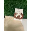 J. Crew Jewelry | J. Crew Brown And Gold Wood Open Hoop Earrings Nwt Brand New | Color: Brown/Gold | Size: Os