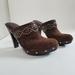 Michael Kors Shoes | Michael Kors Womens Brown Suede Studded Wooden Mule Clogs Sz 7.5 | Color: Brown | Size: 7.5