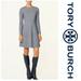 Tory Burch Dresses | $350 Tory Burch Corinne Crew Neck Long Sleeve Dress Chainlink Pattern Nwt, Sz M | Color: Blue/White | Size: M