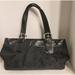 Coach Bags | Coach Signature C's Black Fabric Patent Leather Pleated Satchel Handbag F13742 | Color: Black/Silver | Size: Os