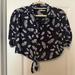 Urban Outfitters Tops | Floral Button-Up Crop Top | Color: Blue/Cream | Size: L