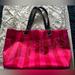 Victoria's Secret Bags | Large Pink And Red Victoria’s Secret Tote Bag With Black Handles | Color: Pink/Red | Size: Os