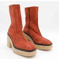 Free People Shoes | Free People Gigi Green Suede Ankle Boots Size 7.5 | Color: Red | Size: 7.5