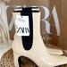 Zara Shoes | New Zara Cream Texture Ankle Boots Eu37 /Us7 Goring Side Panels | Color: Cream | Size: Eu 37/ Us 7