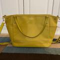 Coach Bags | Coach Saffiano Leather Large Tote Diaper Bag, Euc | Color: Green/Yellow | Size: Os