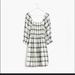 Madewell Dresses | Madewell Lucie Elbow-Sleeve Smocked Mini Dress In Lebaum Plaid, M | Color: Green/White | Size: M