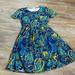 Lularoe Dresses | Lularoe Amelia Dress W/ Zipper And Pockets | Color: Blue/Gold | Size: S