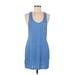 Beach by Exist Casual Dress - Shift Scoop Neck Sleeveless: Blue Marled Dresses - Women's Size Medium