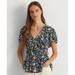 Ralph Lauren Tops | Lauren Ralph Lauren Floral Jersey Surplice Top Blue Xl | Color: Blue | Size: Xl