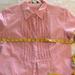 J. Crew Tops | J. Crew Pink Stripe Vintage Short Sleeve Shirt Blouse Women 8 Ruffled 100 Cotton | Color: Pink/White | Size: 8