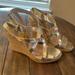 Michael Kors Shoes | Michael Kors High Heel Gold Wedge Sandals, Size 9. | Color: Gold | Size: 9