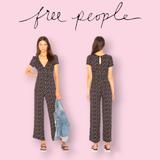 Free People Pants & Jumpsuits | Free People | Mia Black And Pink Rose Jumpsuit | Color: Black/Pink | Size: 2