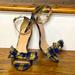 J. Crew Shoes | J. Crew Party Heels With Bow Detail, Size 7 | Color: Blue/Gold | Size: 7
