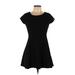 Ambiance Apparel Casual Dress - Mini: Black Solid Dresses - Women's Size Large