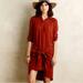 Anthropologie Dresses | Anthropologie Maeve Wrap Tie Front Collared Button Long Sleeve Dress Rust Red 14 | Color: Red | Size: 14