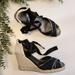 Coach Shoes | Coach Espadrille Tie Up Wedge Sandals | Color: Black/Silver | Size: 9