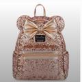 Disney Bags | New! Minnie Mouse Mini Backpack Rose Gold | Color: Black/Pink | Size: Os
