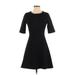 Club Monaco Cocktail Dress - Mini Crew Neck Short sleeves: Black Solid Dresses - Women's Size 2