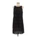 Ann Taylor LOFT Casual Dress - Mini Crew Neck Sleeveless: Black Print Dresses - Women's Size 8