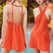 Anthropologie Swim | Anthropologie Braided Halter Mini Dress, Orange Swim Suit Cover Up, Size L Nwt | Color: Orange | Size: L