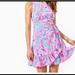 Lilly Pulitzer Dresses | Lilly Pulitzer Joselyn Stretch Wrap Dress, Prosecco Pink Dont Be Jelly Nwt Sz 4 | Color: Blue/Pink | Size: 4