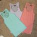 American Eagle Outfitters Tops | American Eagle Outfitters Lace Back Bundle Of 3 Tanks - Teal, Purple & Pink. | Color: Green/Purple | Size: M