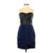 Express Casual Dress - Party Sweetheart Sleeveless: Blue Solid Dresses - Women's Size 4
