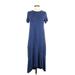 Agnes & Dora Casual Dress - Midi: Blue Solid Dresses - Women's Size Small