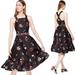 Kate Spade Dresses | Kate Spade Ma Cherie In Bloom Fit And Flare Flounce Dress Black Floral 4 (2) | Color: Black/Pink | Size: 2
