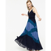 J. Crew Dresses | J. Crew Pleated Maxi Dress Geometric Print V-Neck Sleeveless Long Dress, Navy | Color: Blue | Size: 2